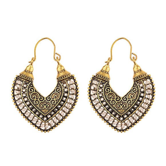 Boho Tibetan Hook Ethnic Gypsy White/Gold Dangle Earrings w/Free Shipping!! - Picture 3 of 4